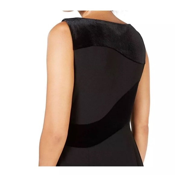 Calvin Klein Women's Sleeveless Solid Sheath with Velvet Detail size 12P - Picture 3 of 14